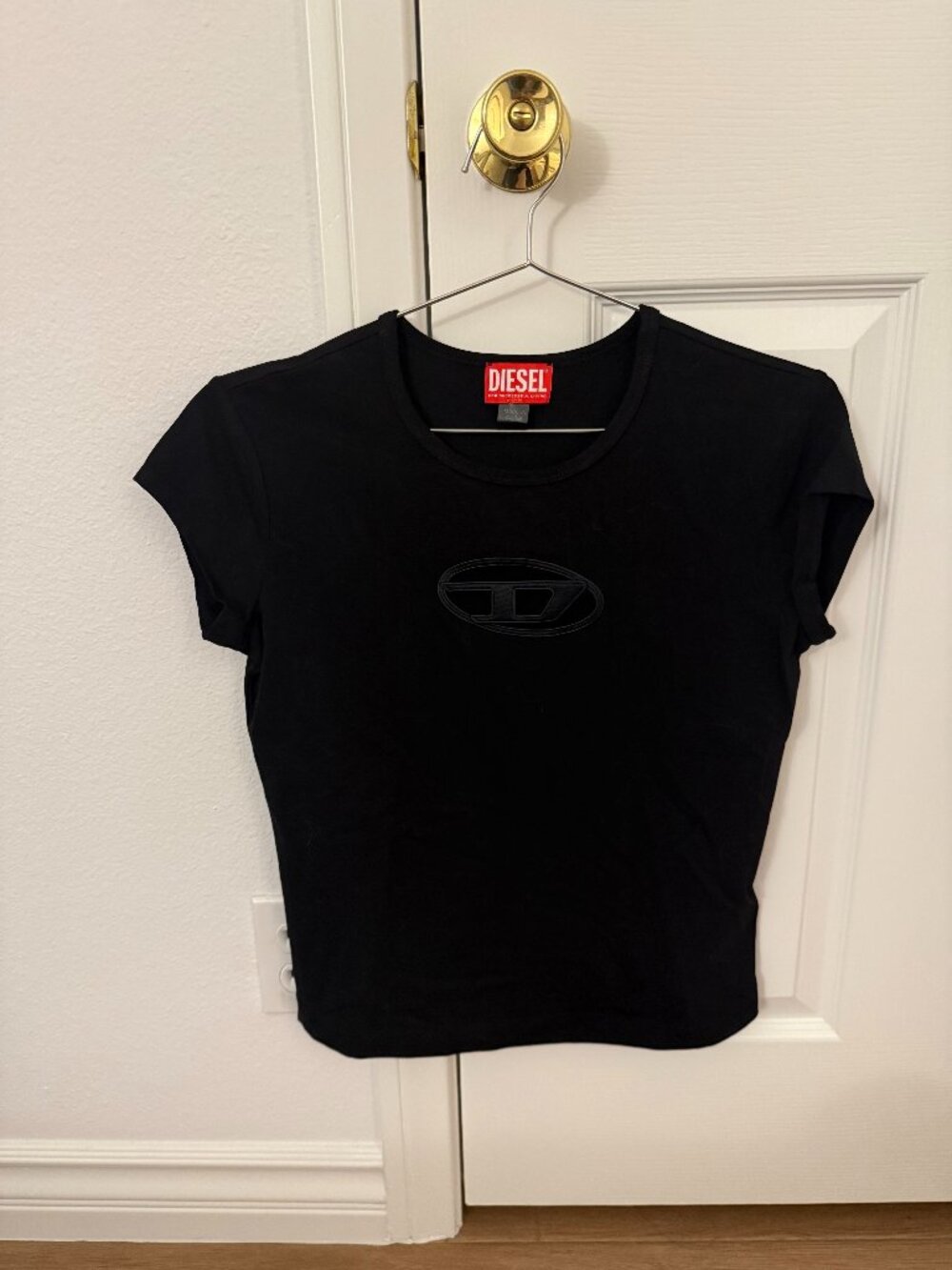 Diesel T-Angie Cutout top with oval D logo (Black, size L) - Picture 6 of 10
